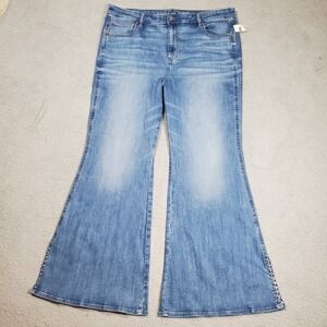 American Eagle Festival Flare Jeans Womens 20 Studded Boho 40" x 32" Medium Wash